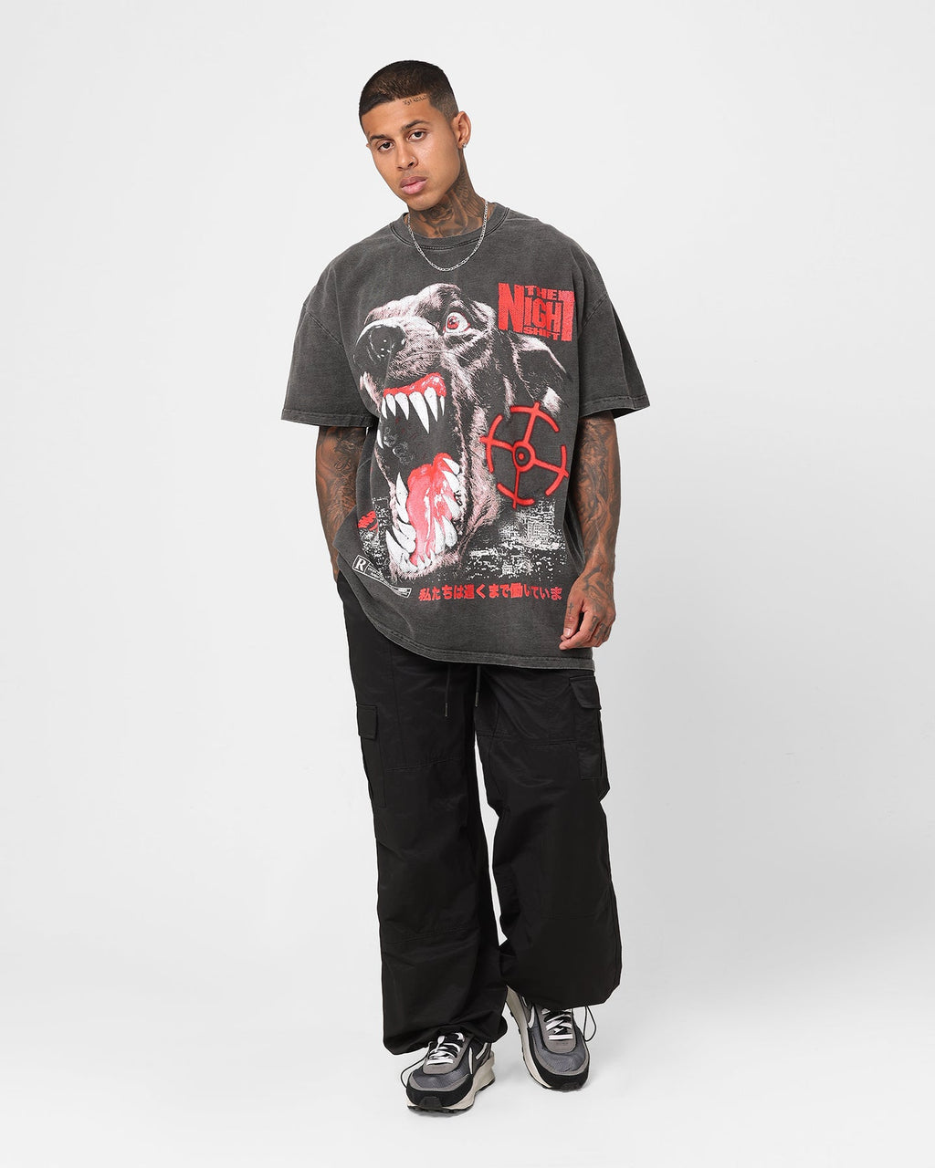 The Night Shift Dog Heavyweight Vintage T-Shirt Black Wash