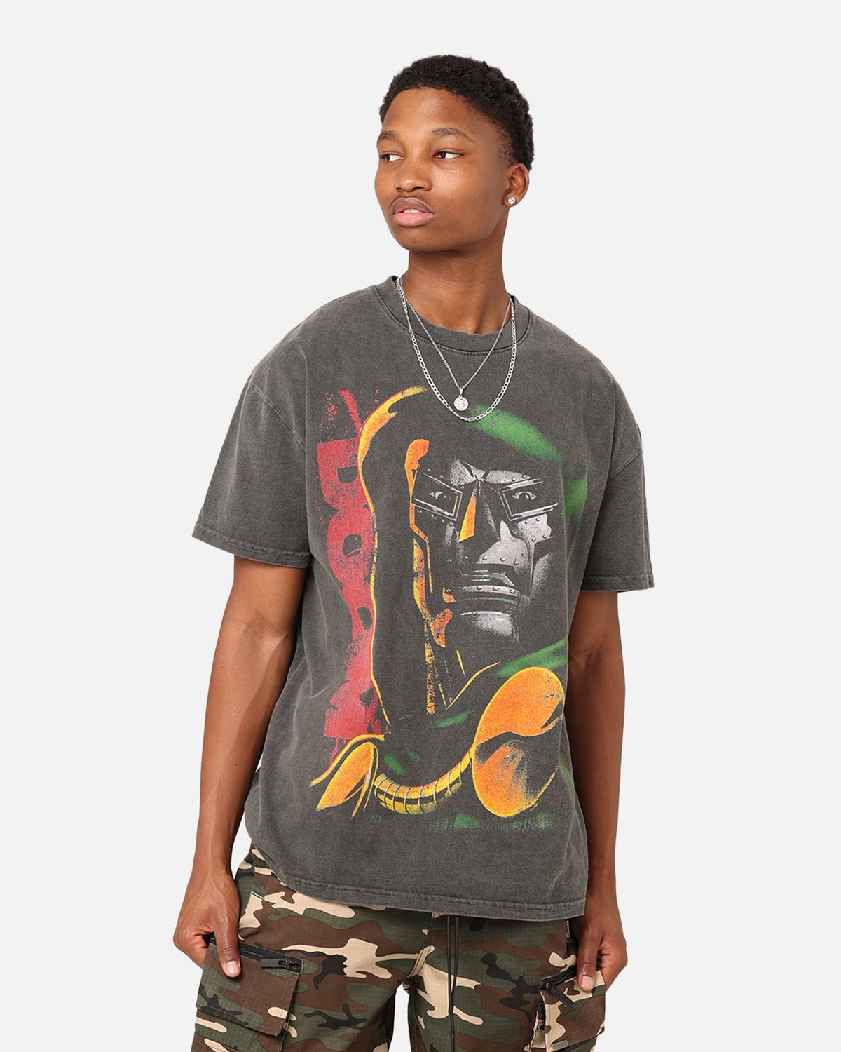 Marvel Doctor Doom Heavyweight Vintage T-Shirt Black Wash