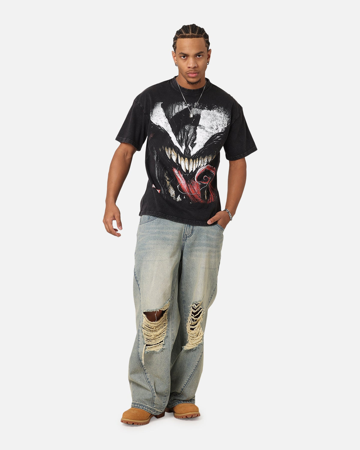 Goat Crew Marvel Spider-Man Y2K Venom The Host Vintage T-Shirt Black Acidwash