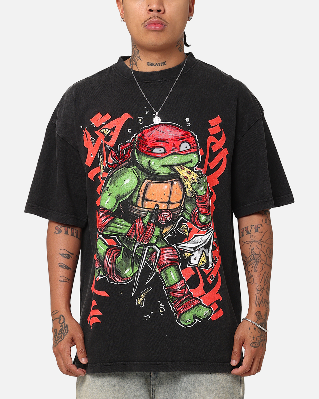 Goat Crew X Teenage Mutant Ninja Turtles Raphael X Sofles Vintage T-Shirt Black Acidwash