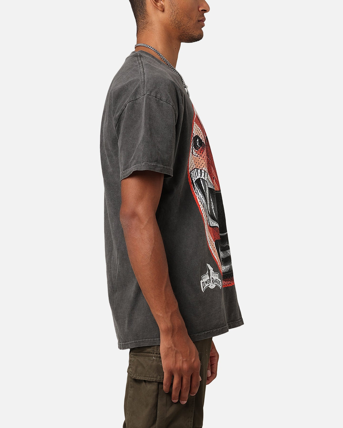 American Thrift X Power Rangers Red Ranger Big Head Heavyweight Vintage T-Shirt Black Wash