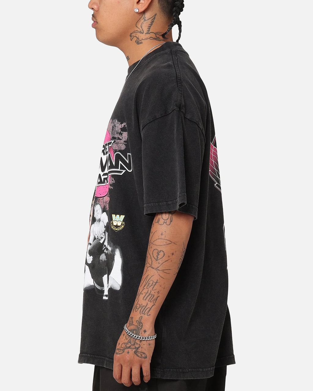 Culture Kings X WWE Bret The Hit Man Hart Vintage T-Shirt Black Acidwash