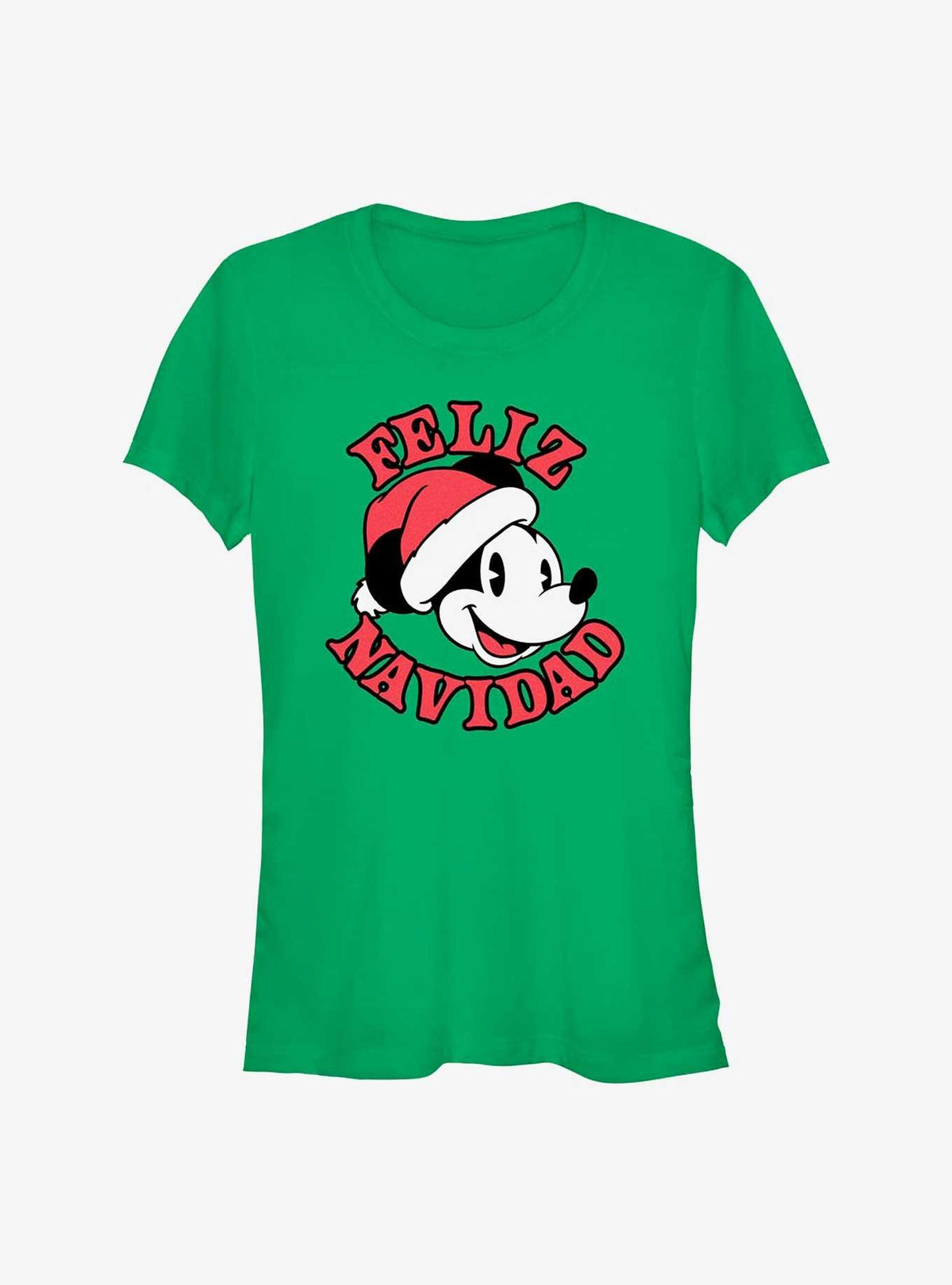 Disney Mickey Mouse Feliz Navidad Merry Christmas in Spanish Girls T-Shirt