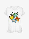 Pokemon Classic Group Bulbasaur, Pikachu, Charmander, and Squirtle Girls T-Shirt