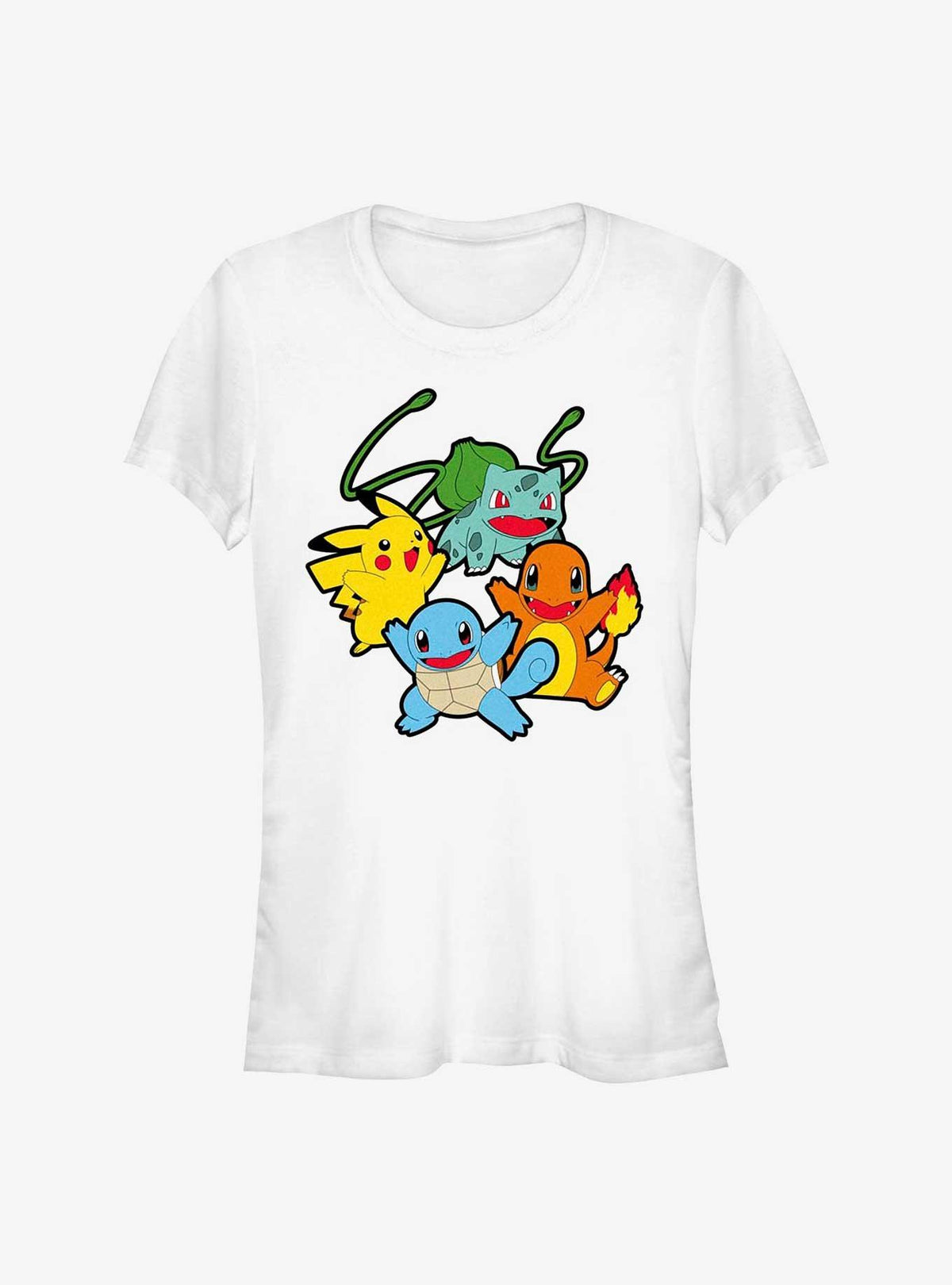 Pokemon Classic Group Bulbasaur, Pikachu, Charmander, and Squirtle Girls T-Shirt