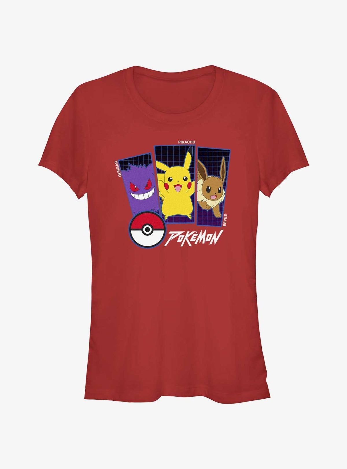 Pokemon Trio Gengar, Pikachu, and Eevee Girls T-Shirt