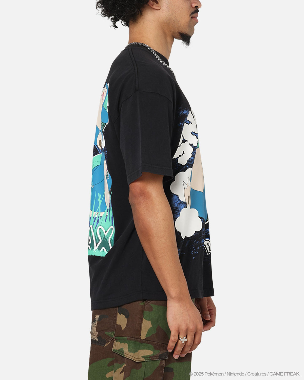 The Pok茅mon Collection By 73Studio Snorlax Vintage T-Shirt Off Black