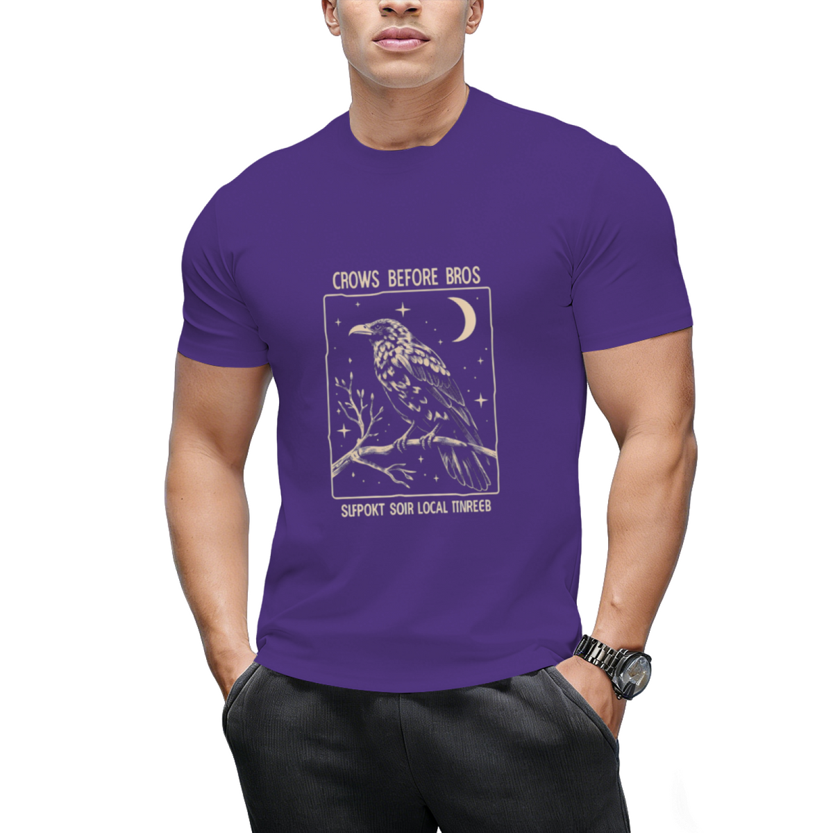 Funny Crows Before Bros, Support Your Local Murder, Vintage Retro Halloween Raven T-Shirt
