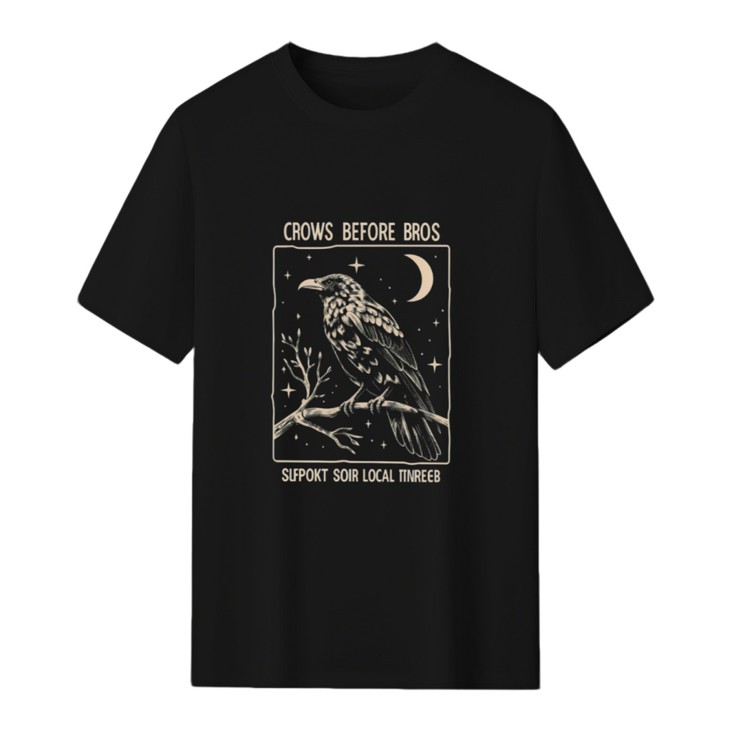 Funny Crows Before Bros, Support Your Local Murder, Vintage Retro Halloween Raven T-Shirt