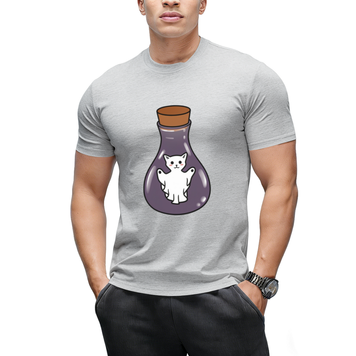 Ghost Cat Spirit In A Witches Jar T-Shirt