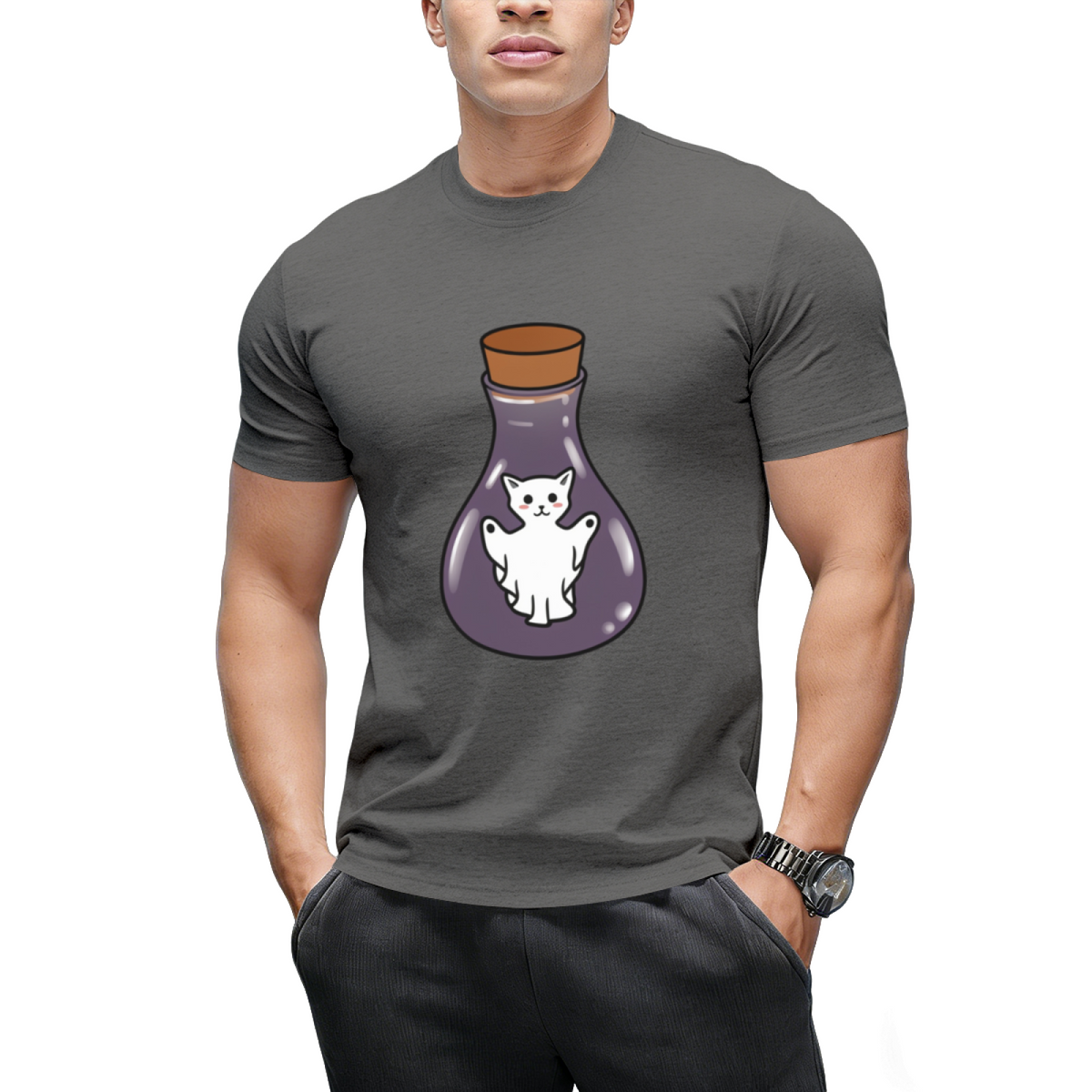 Ghost Cat Spirit In A Witches Jar T-Shirt