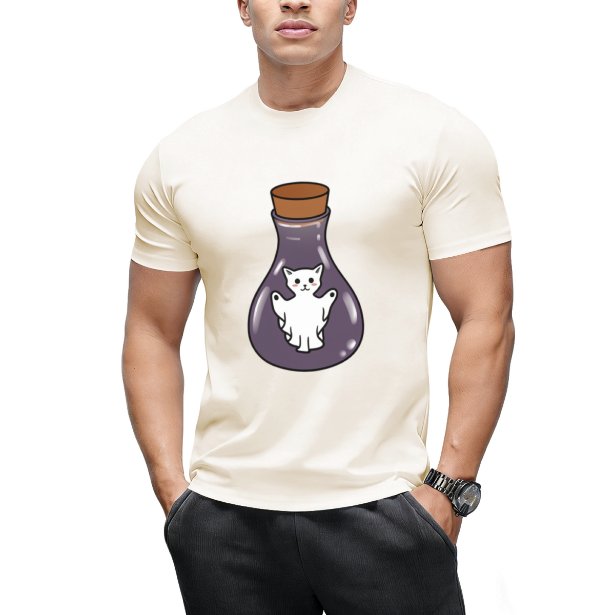 Ghost Cat Spirit In A Witches Jar T-Shirt