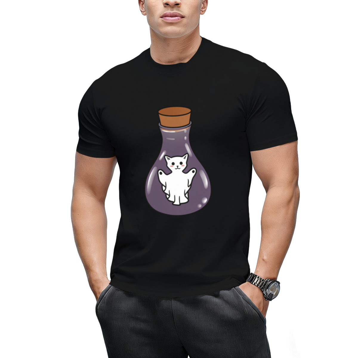 Ghost Cat Spirit In A Witches Jar T-Shirt
