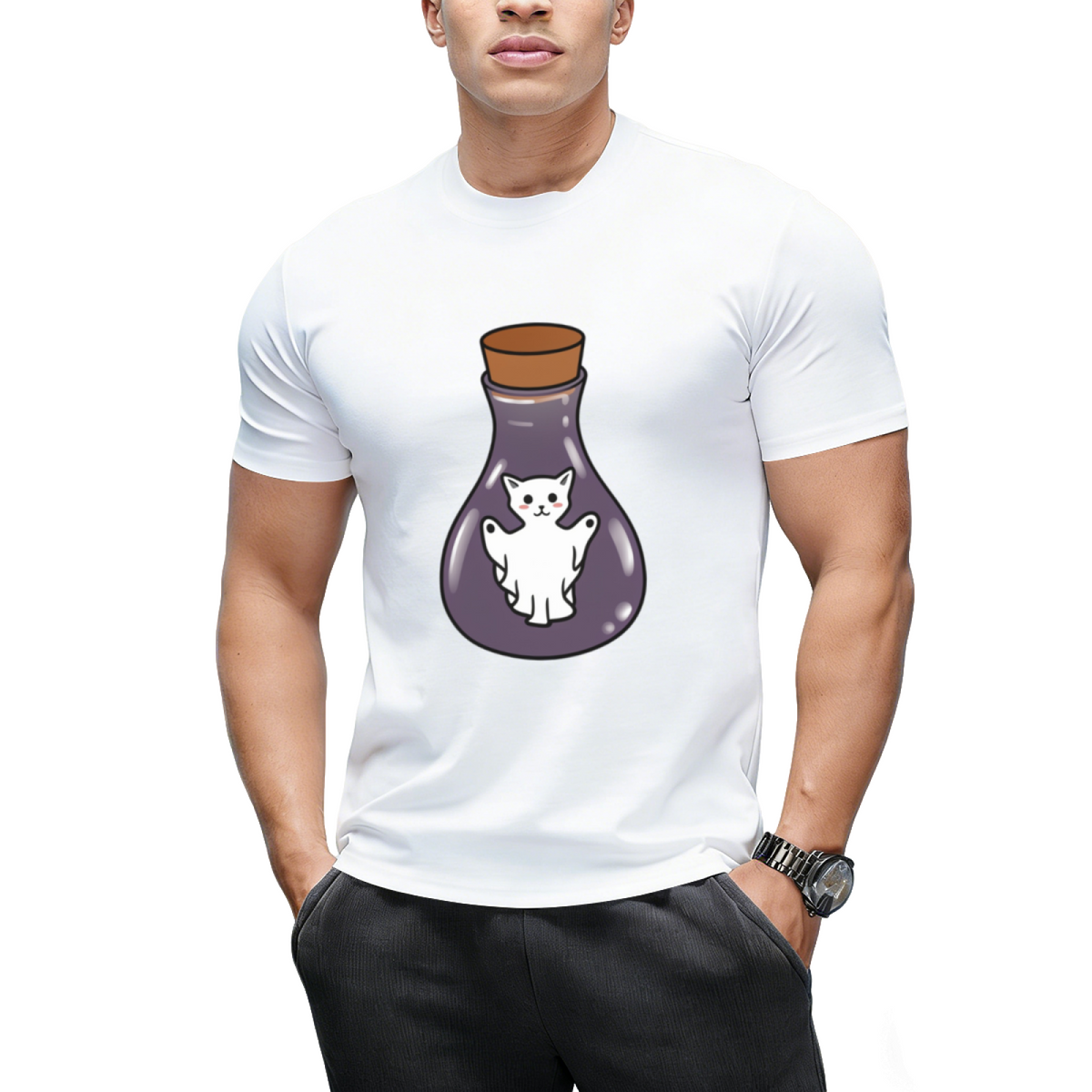 Ghost Cat Spirit In A Witches Jar T-Shirt