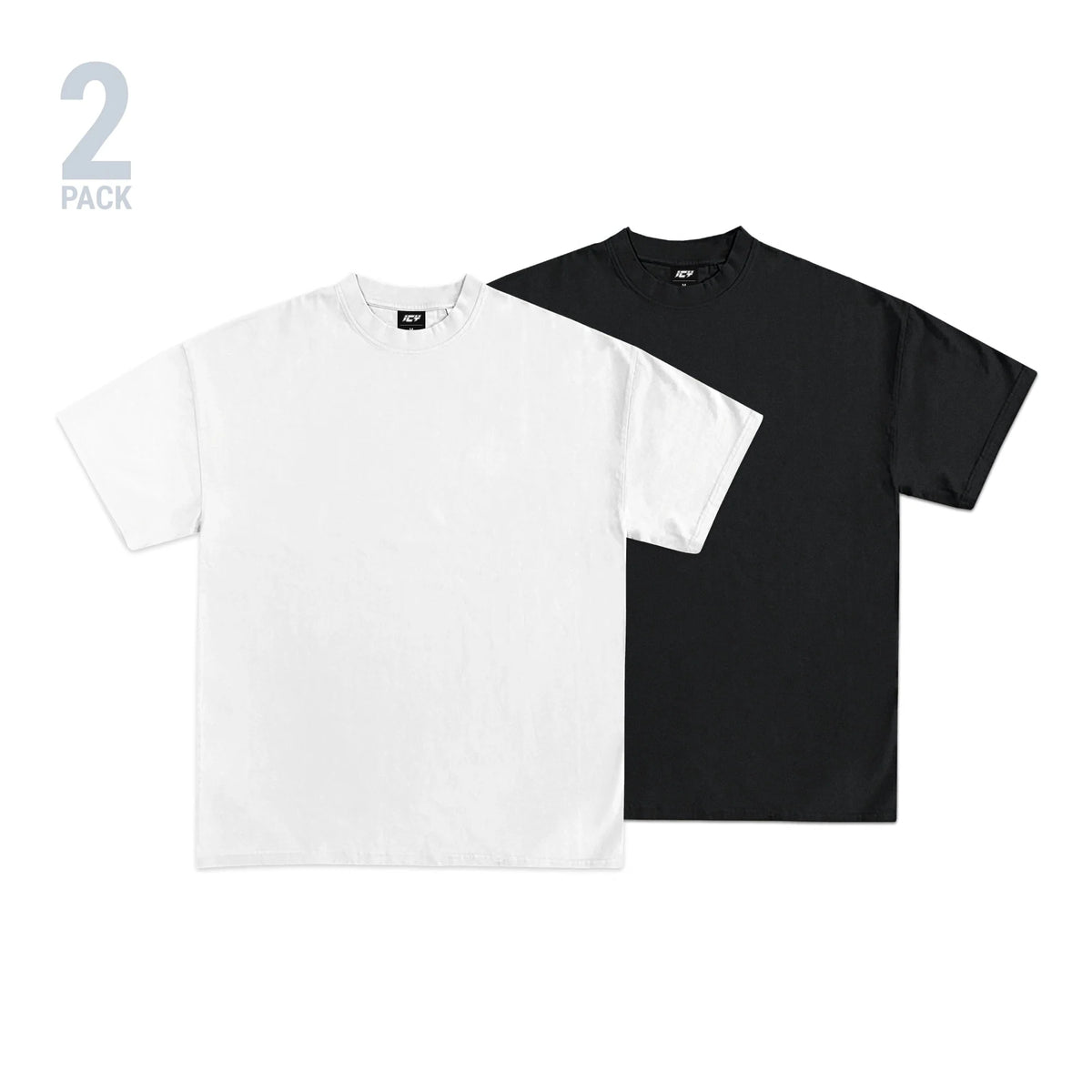 Icy Men's 2-Pack Heavyweight T-Shirt (Black. White)