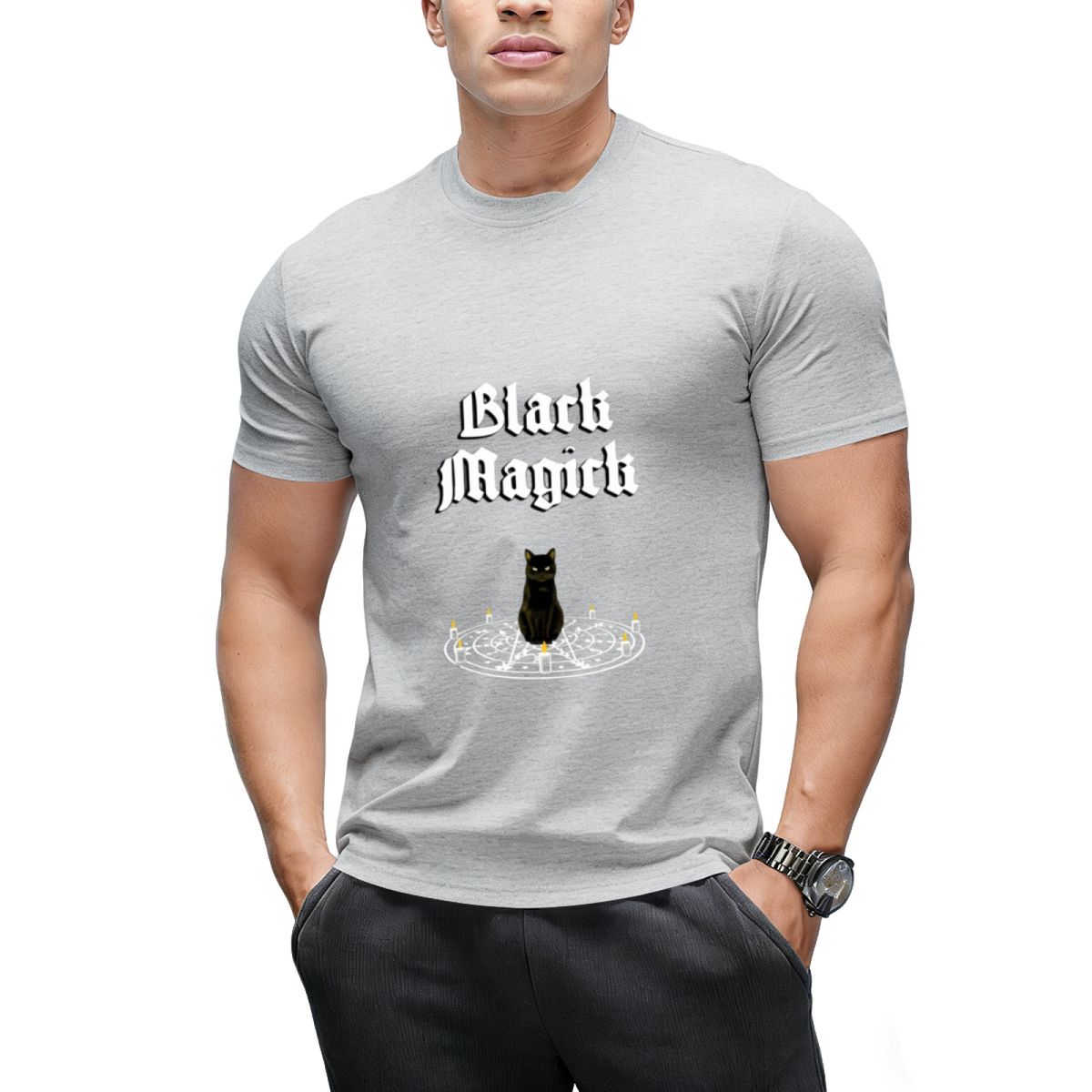 Black Magick - Black Cat Ritual Circle T-Shirt