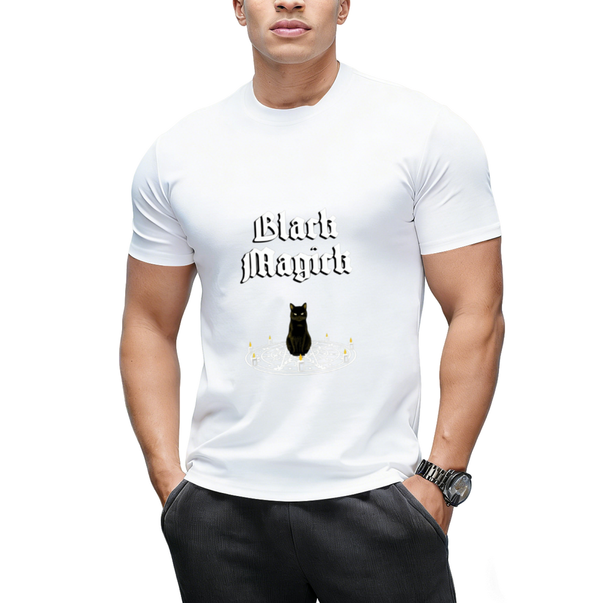 Black Magick - Black Cat Ritual Circle T-Shirt