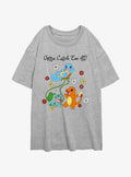 Pokemon Catch Em All Flowers Girls Oversized T-Shirt