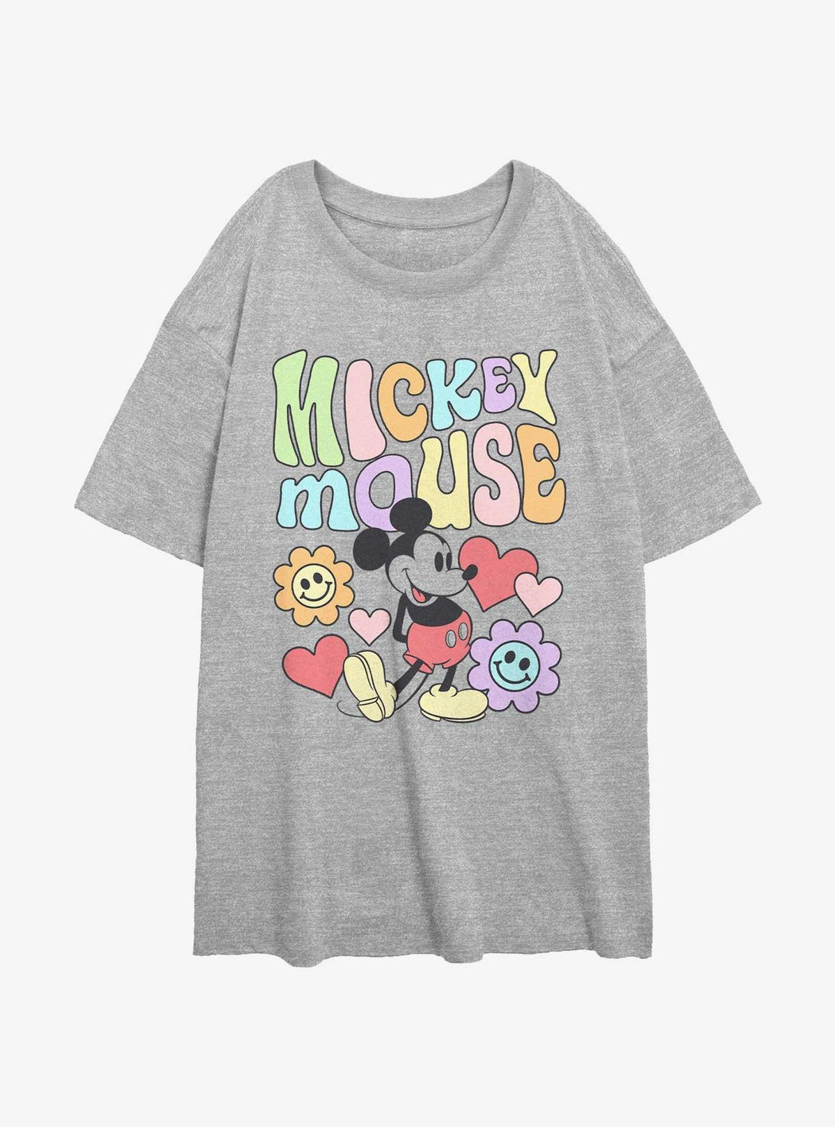 Disney Mickey Mouse Floral Mickey Girls Oversized T-Shirt