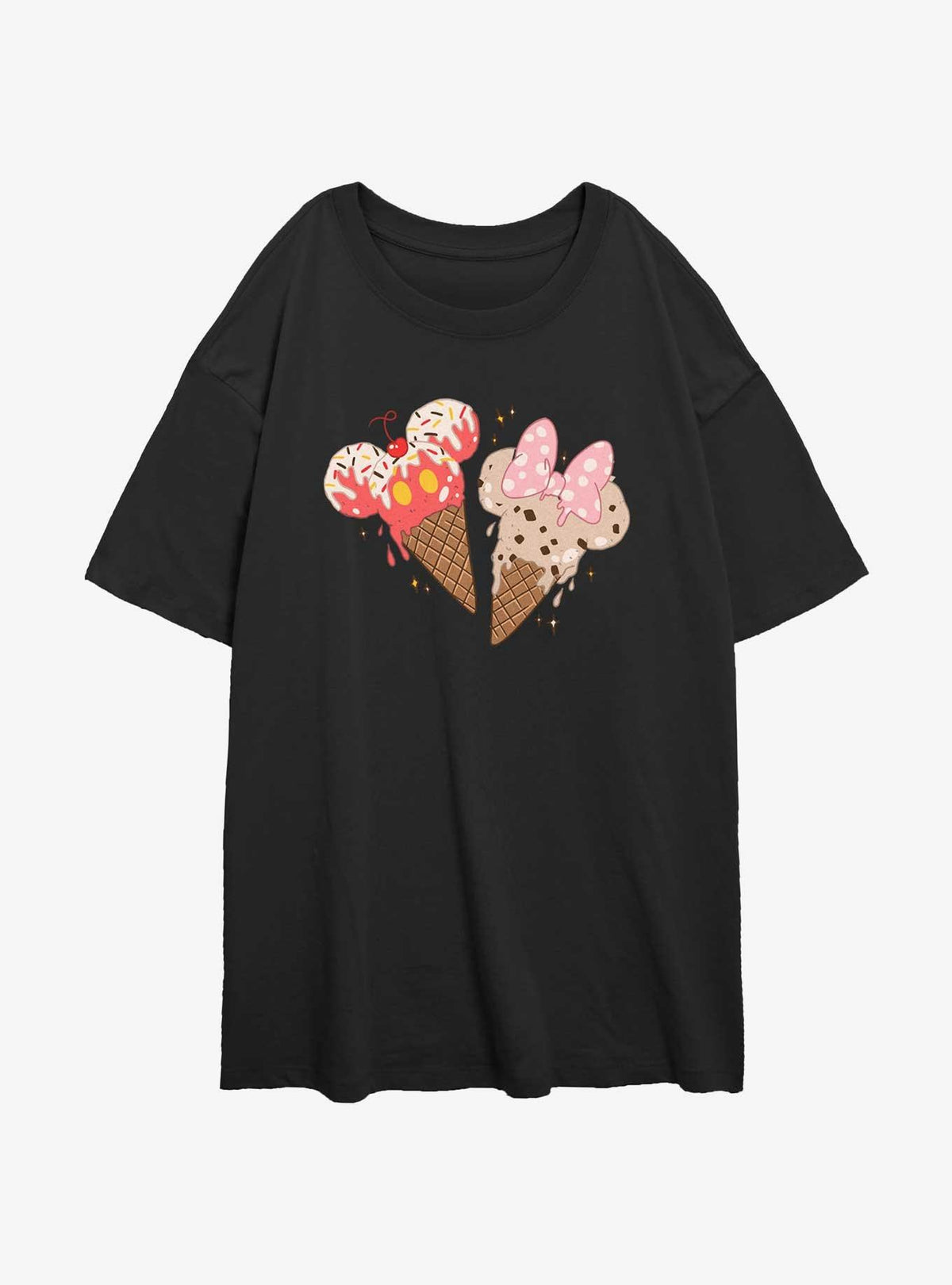 Disney Mickey Mouse & Minnie Mouse Ice Cream Cones Girls Oversized T-Shirt