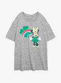 Disney Minnie Mouse Clover Rainbow Girls Oversized T-Shirt