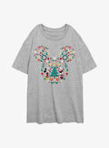 Disney Mickey Mouse & Minnie Mouse Holiday Icon Ear Fill Girls Oversized T-Shirt