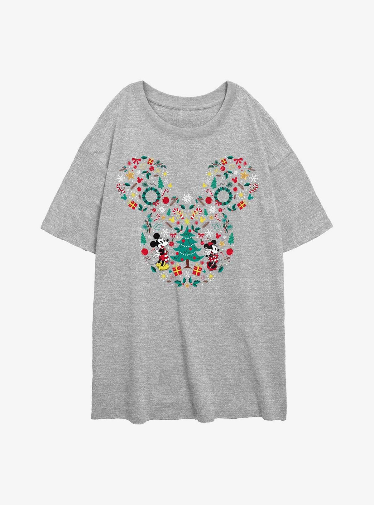 Disney Mickey Mouse & Minnie Mouse Holiday Icon Ear Fill Girls Oversized T-Shirt