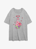 Spongebob Squarepants Patrick Star Hearts Girls Oversized T-Shirt