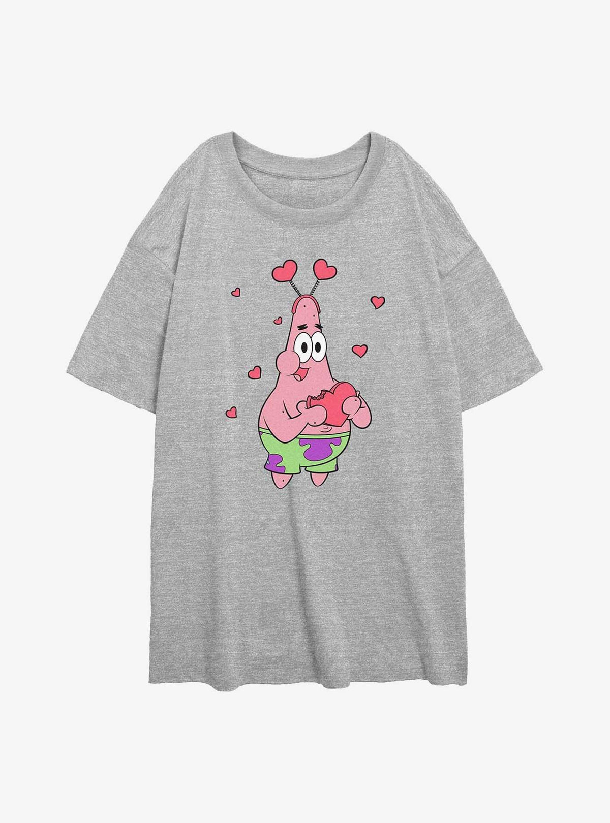 Spongebob Squarepants Patrick Star Hearts Girls Oversized T-Shirt