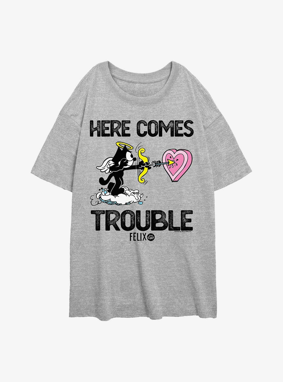 Felix The Cat Trouble Cupid Girls Oversized T-Shirt
