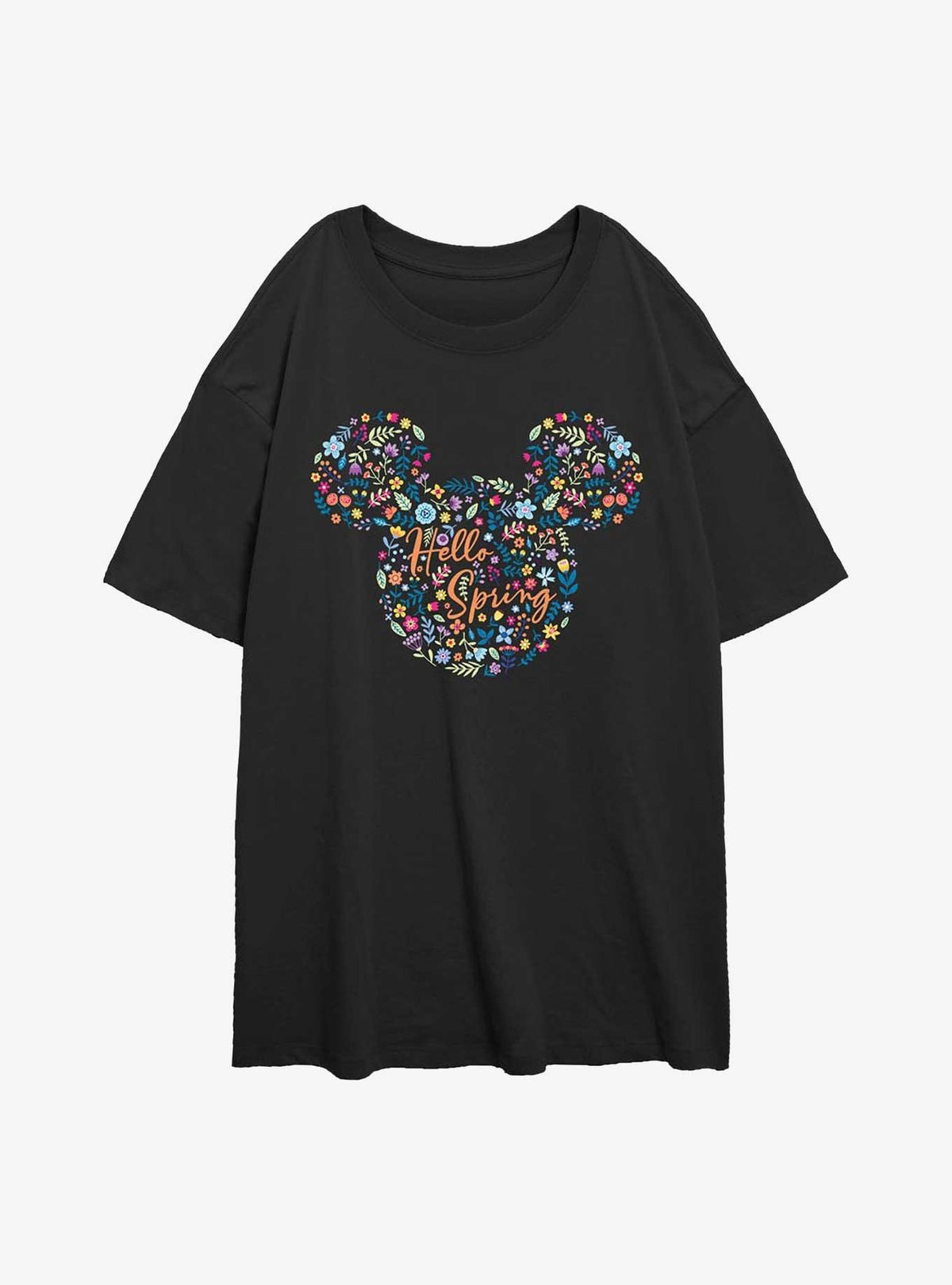 Disney Mickey Mouse Floral Ears Hello Spring Girls Oversized T-Shirt