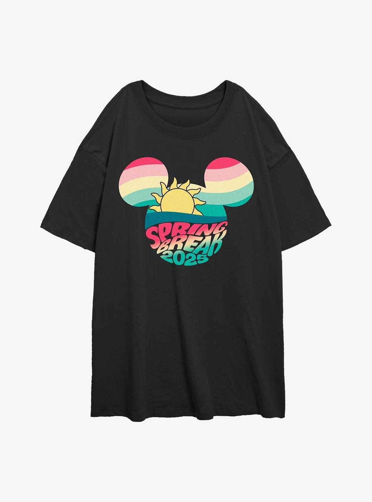 Disney Mickey Mouse Retro Spring Break 2025 Girls Oversized T-Shirt