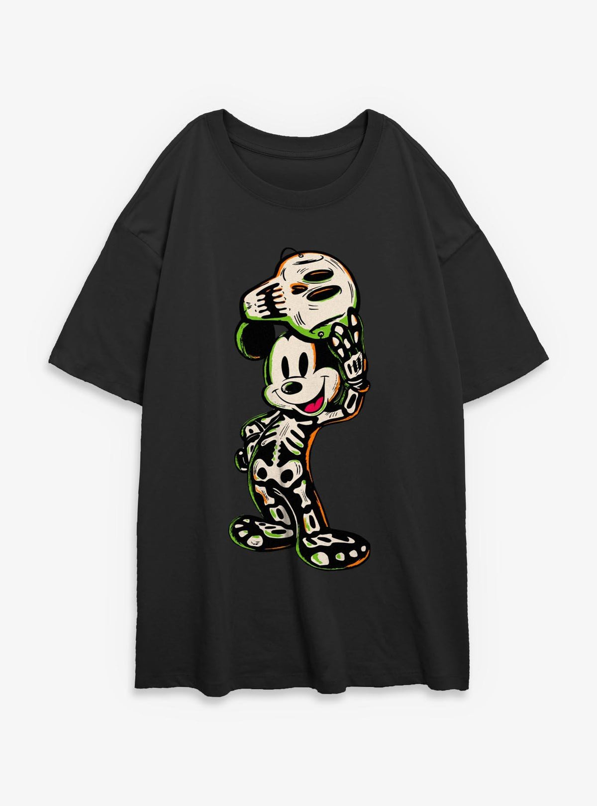Disney Mickey Mouse Halloween Skeleton Girls Oversized T-Shirt
