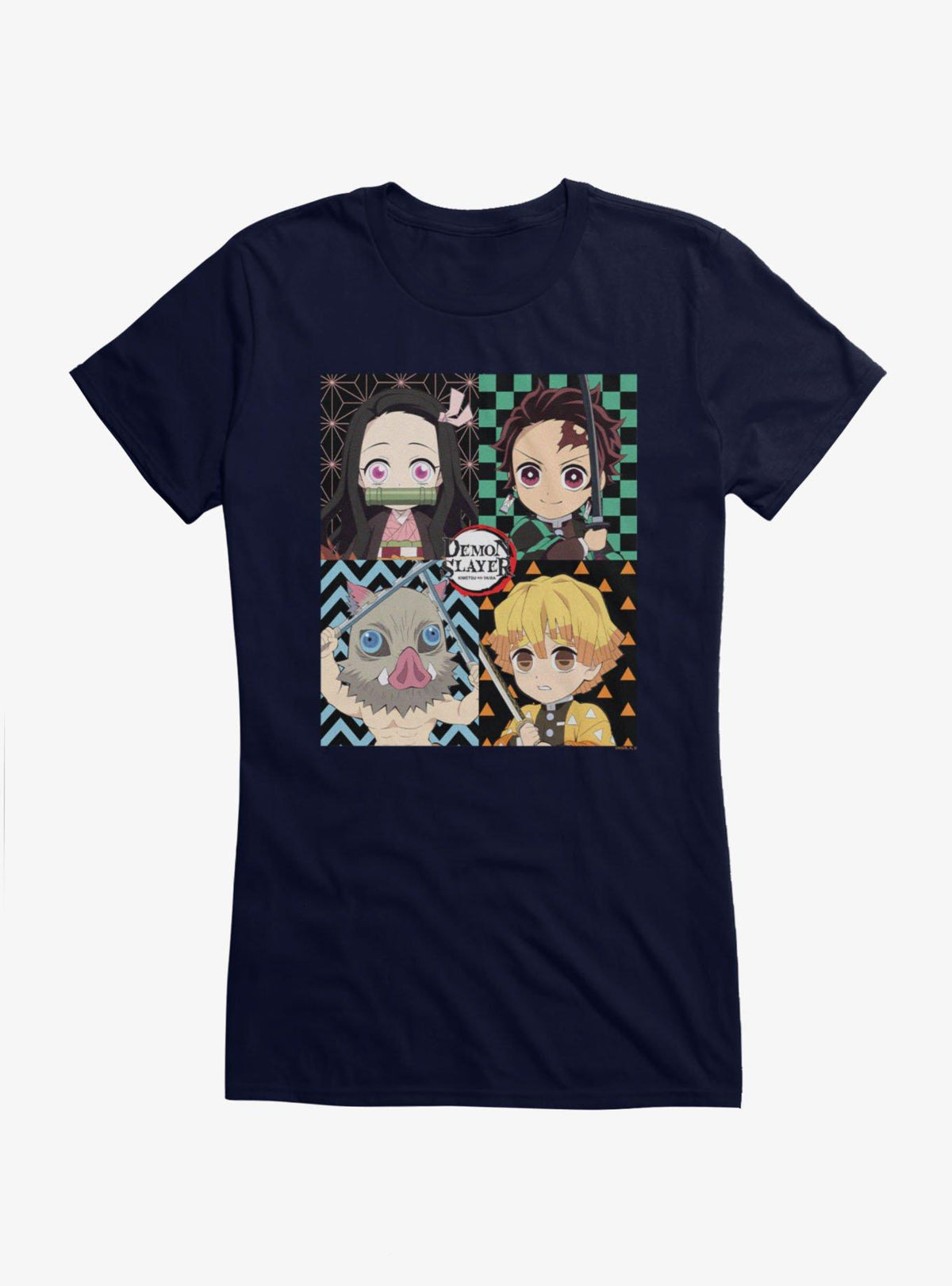 Demon Slayer: Kimetsu No Yaiba Chibi Character Squares Girls T-Shirt