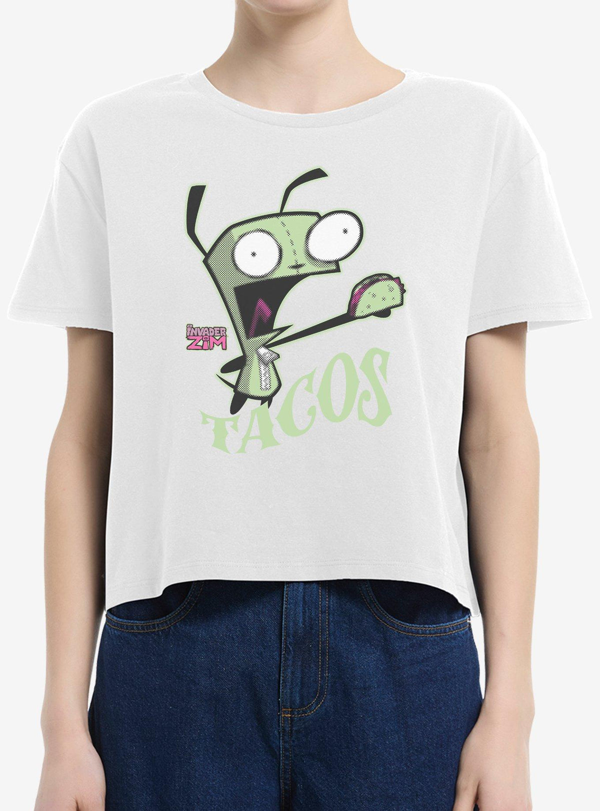 Invader Zim GIR Tacos Boxy Crop Girls T-Shirt