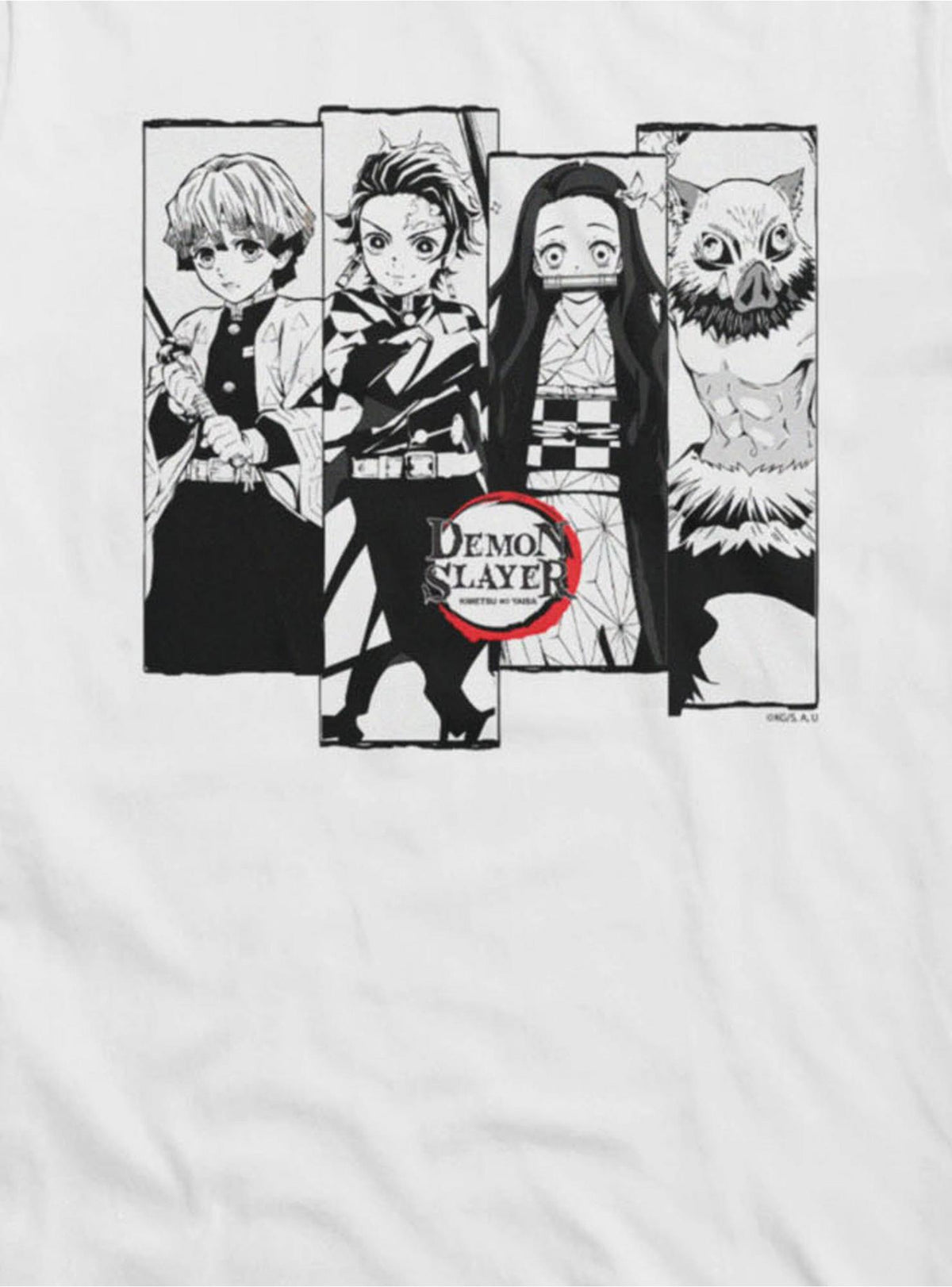 Demon Slayer Black And White Panels Girls T-Shirt