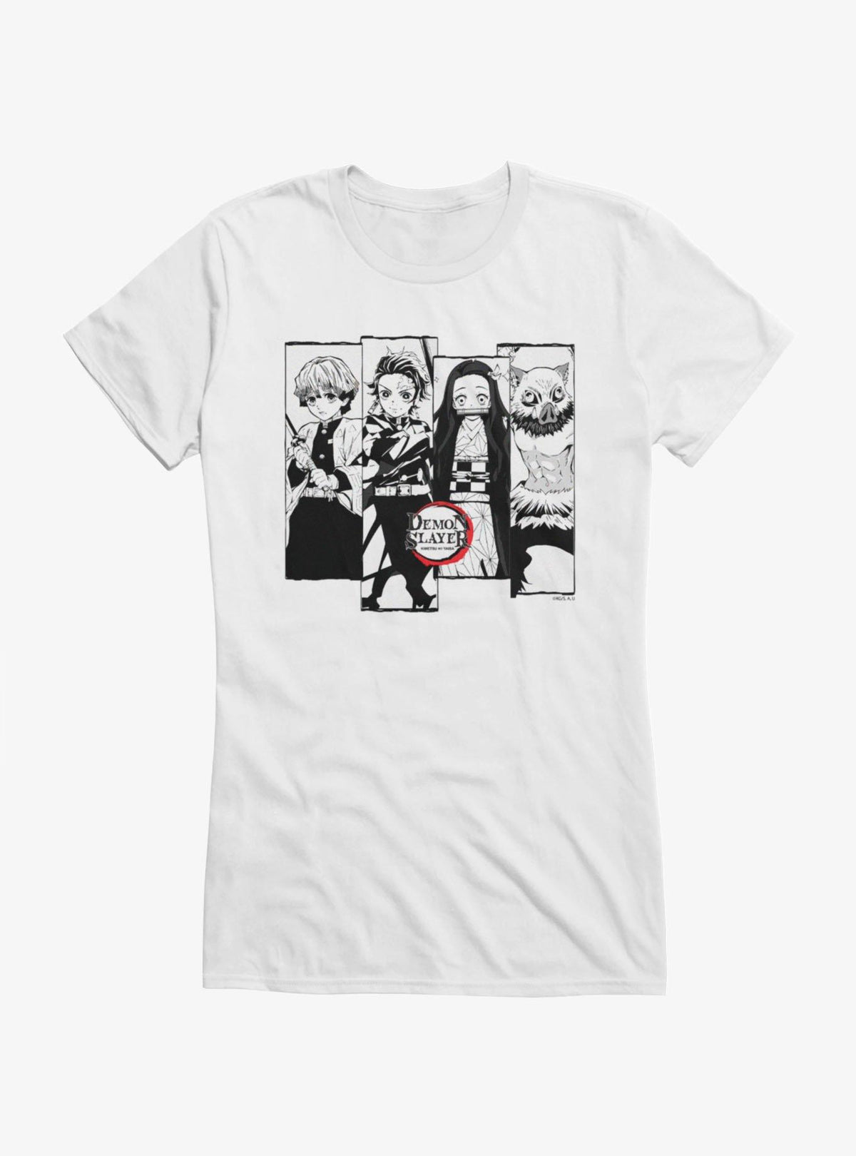 Demon Slayer Black And White Panels Girls T-Shirt