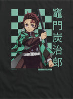Demon Slayer Checkered Tanjiro Portrait Girls T-Shirt