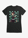 Demon Slayer Checkered Tanjiro Portrait Girls T-Shirt