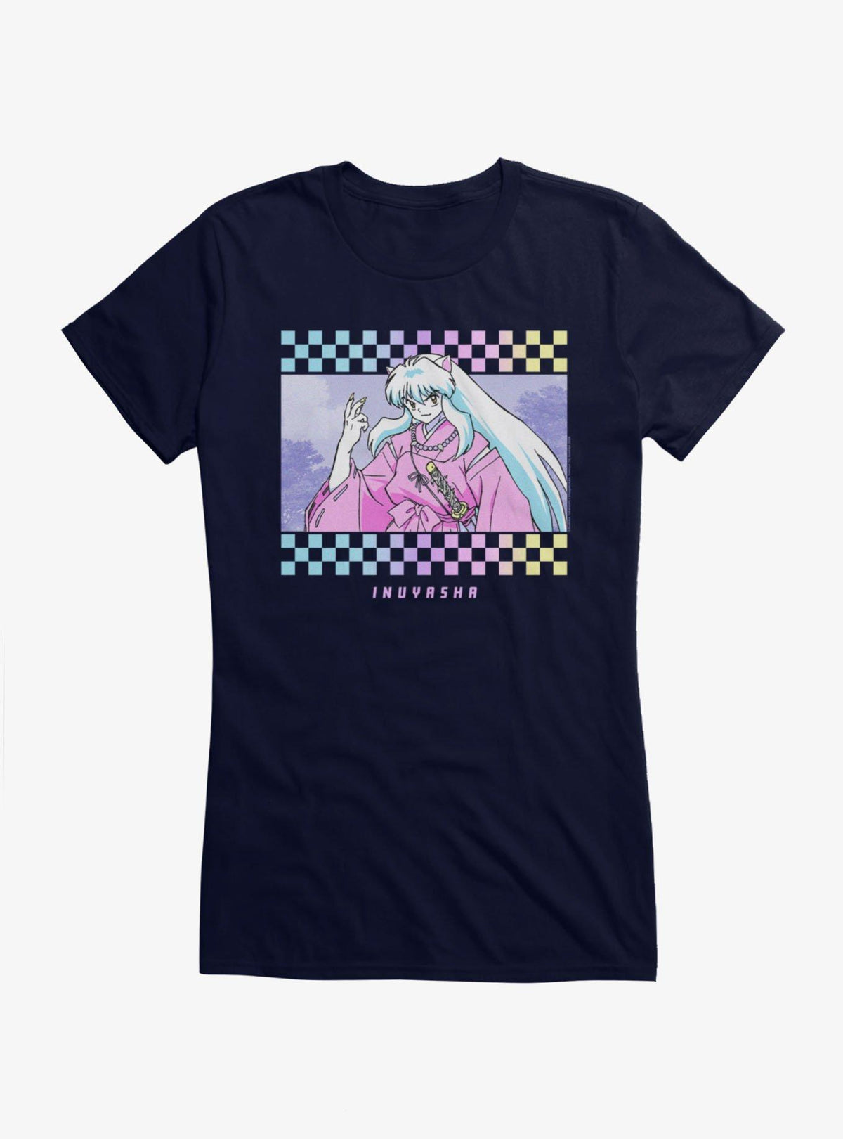 InuYasha Checkered Portrait Girls T-Shirt