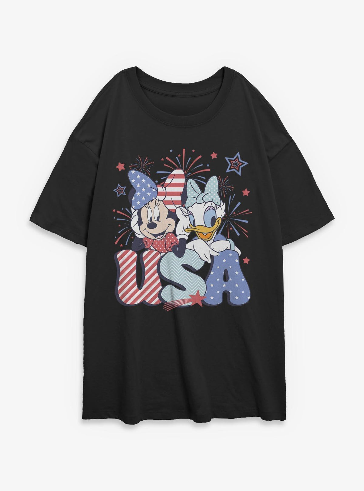 Disney Minnie Mouse & Daisy Duck USA Celebration Girls Oversized T-Shirt