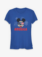 Disney Mickey Mouse American Flag Glasses Girls T-Shirt