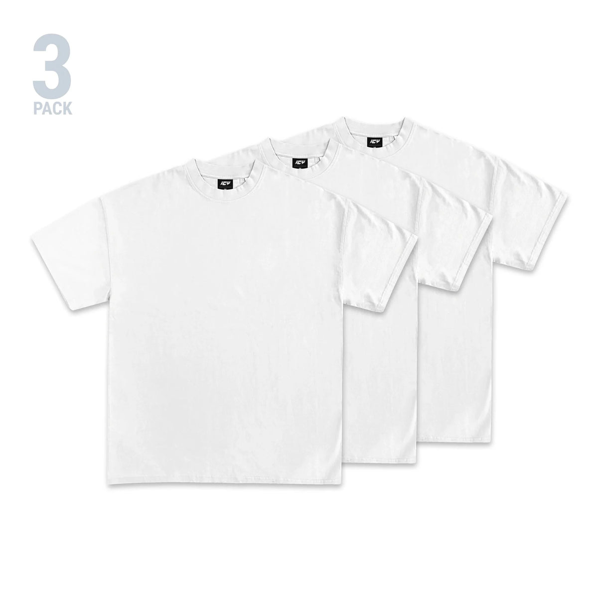 Icy Men's 3-Pack Heavyweight Blank T-Shirt (White)