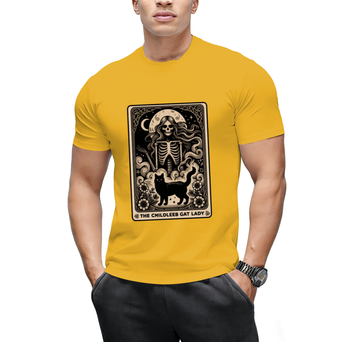 Childless Cat Lady Tarot Card Witchy Halloween Kamala Harris 2024 T-Shirt