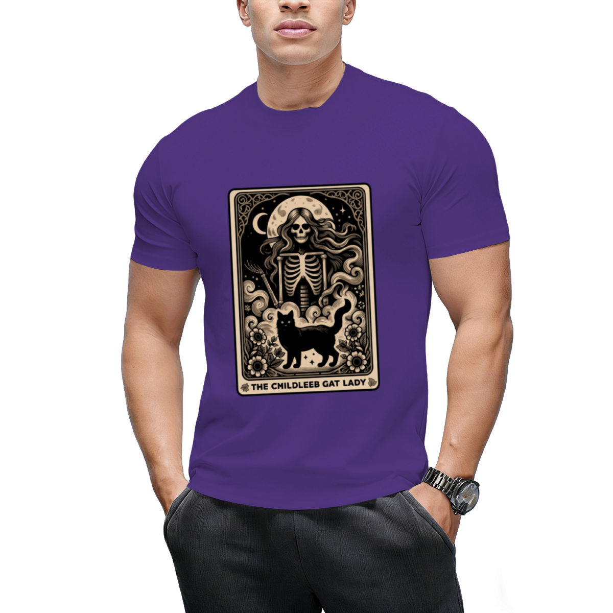 Childless Cat Lady Tarot Card Witchy Halloween Kamala Harris 2024 T-Shirt