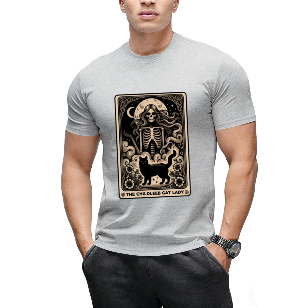 Childless Cat Lady Tarot Card Witchy Halloween Kamala Harris 2024 T-Shirt
