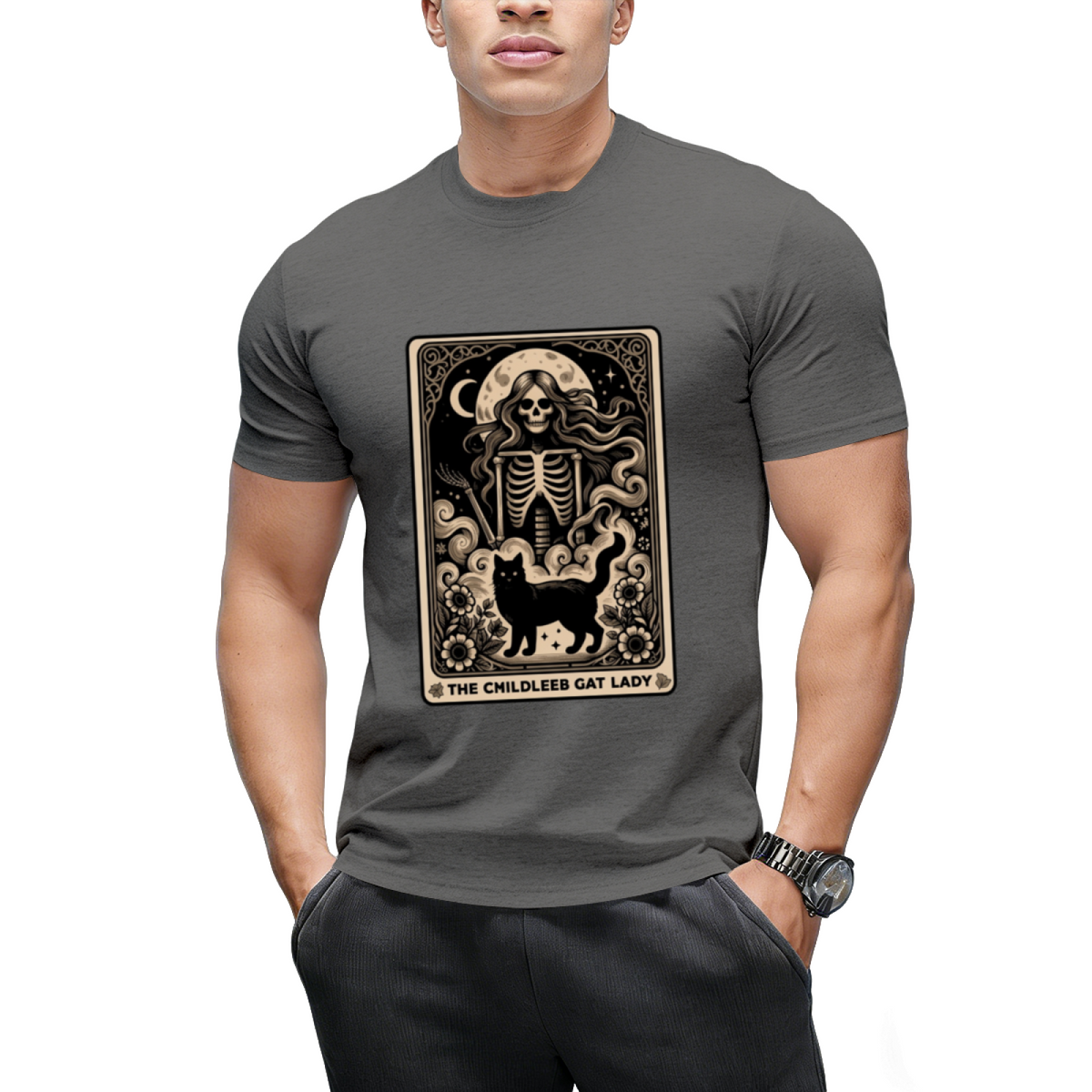 Childless Cat Lady Tarot Card Witchy Halloween Kamala Harris 2024 T-Shirt