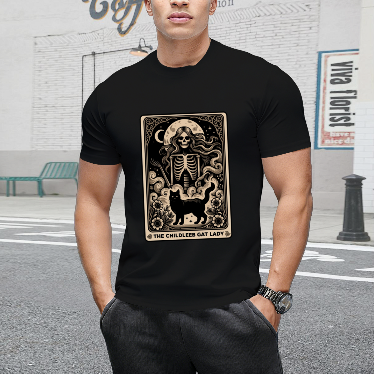 Childless Cat Lady Tarot Card Witchy Halloween Kamala Harris 2024 T-Shirt