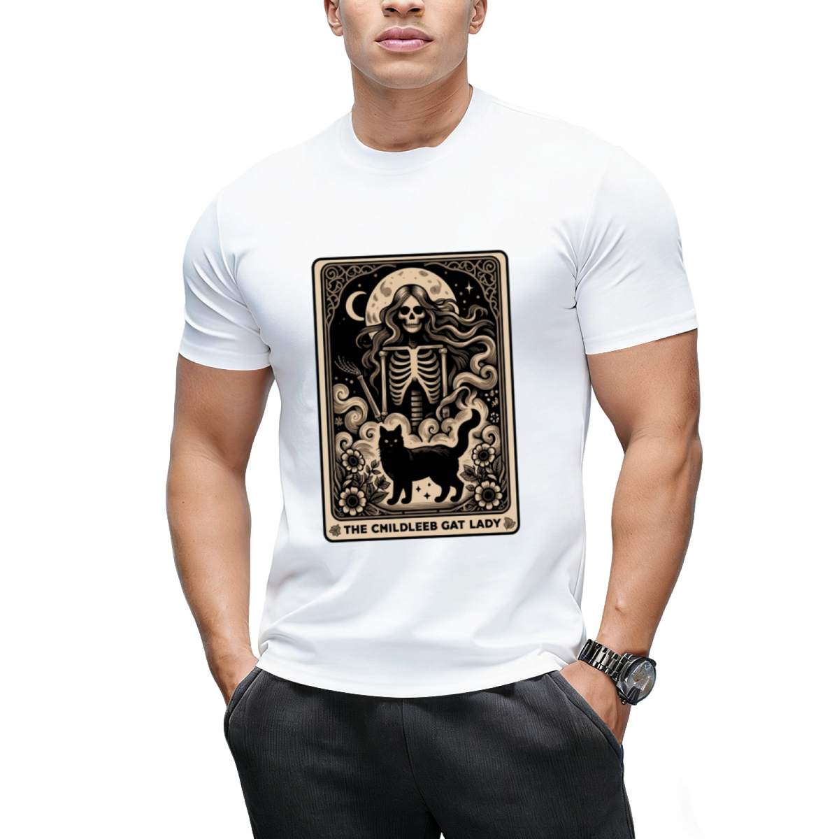 Childless Cat Lady Tarot Card Witchy Halloween Kamala Harris 2024 T-Shirt