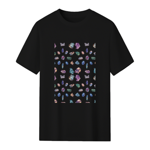Crystals 2 - Gemstones Watercolor Pastel Black T-Shirt